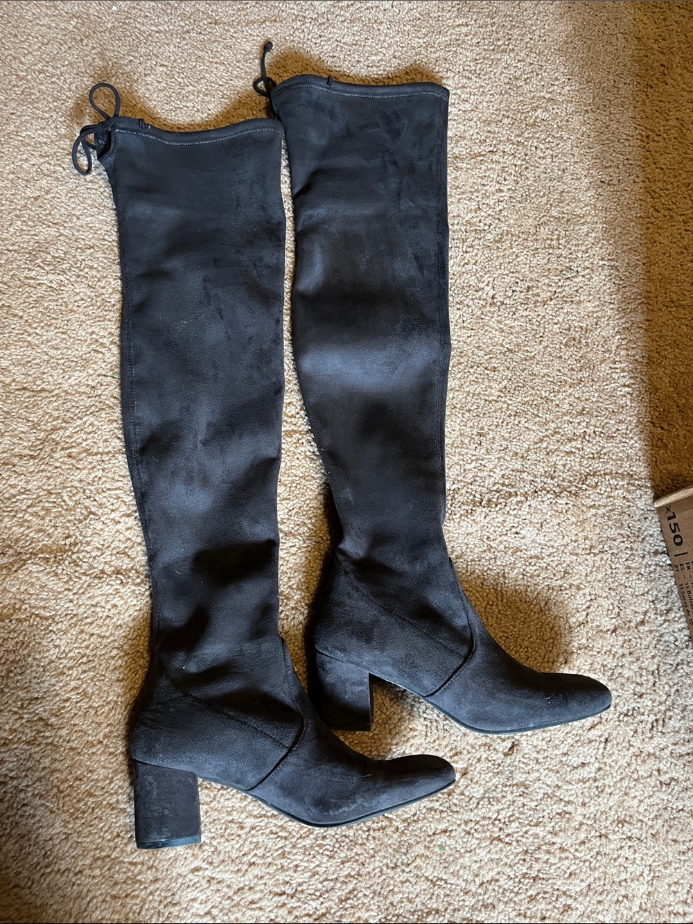 Stuart Weitzman Genna 60 suede Women's Slate Over-the-Knee Block Heel Boots